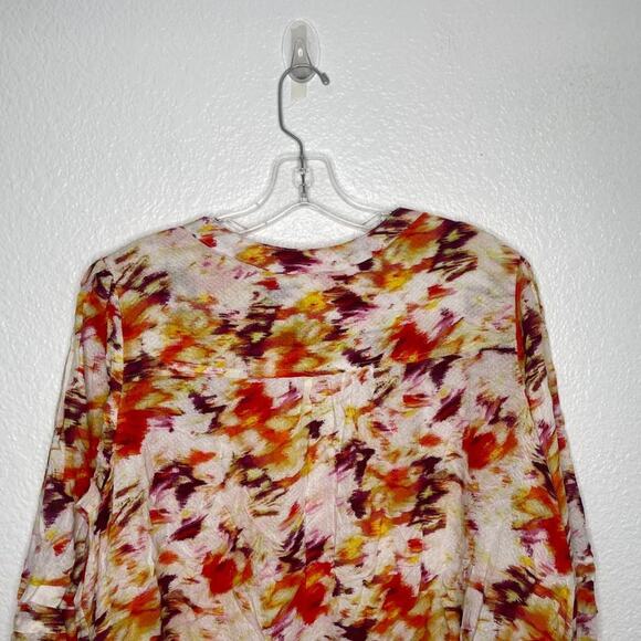 Terra & Sky Womens Top Size 0X 3/4 Sleeve Lightweight Multicolored V-Neck Blouse - Picture 15 of 16